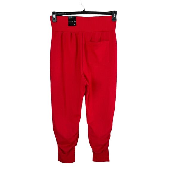 INC X-Large Joggers Pants Stretch Pockets High-Rise Ruched Cuffs Red New - Picture 2 of 6
